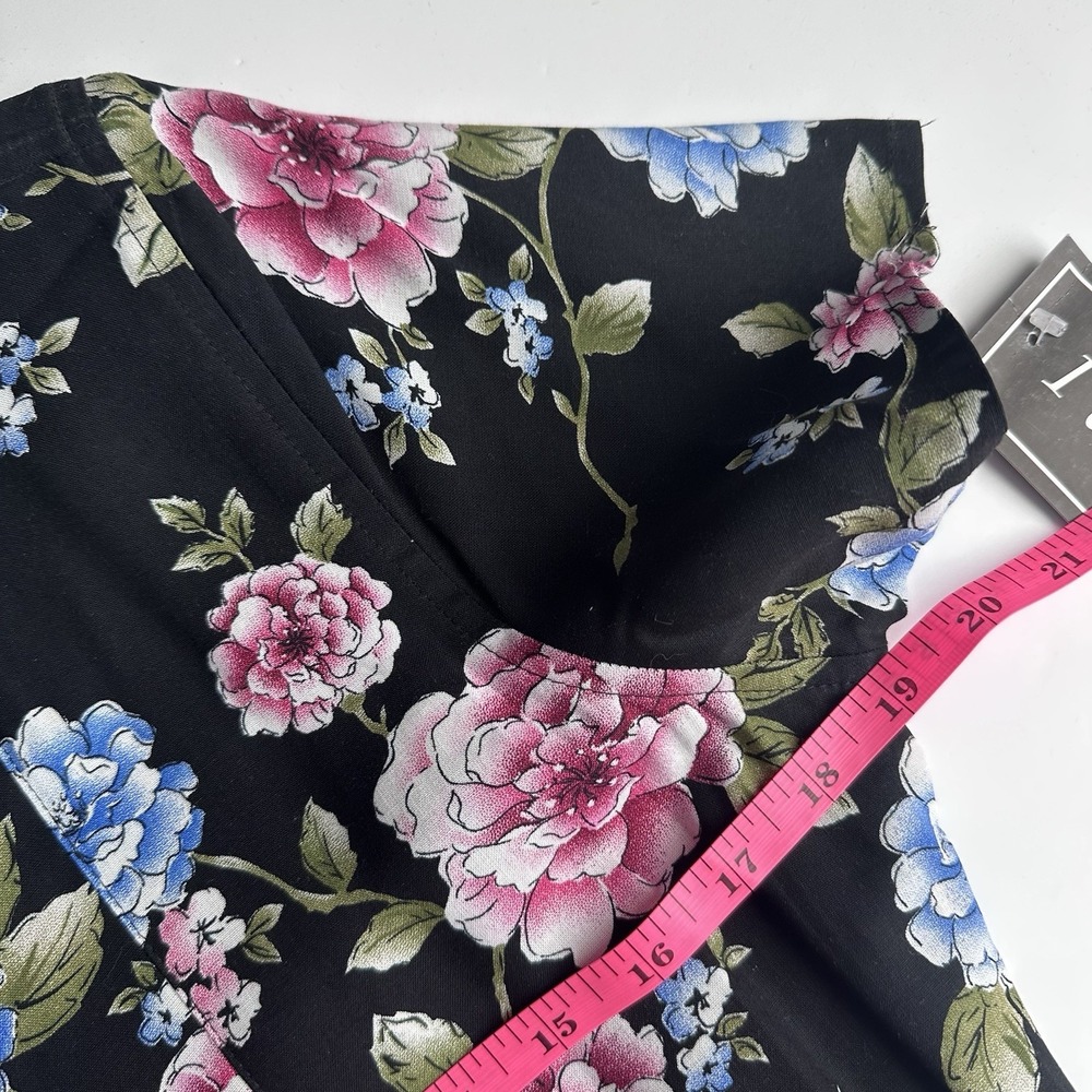 Vintage Erika Maxi Dress Women's Small Black Floral Print Tie Waist 90s Mom NWT - Picture 12 of 14